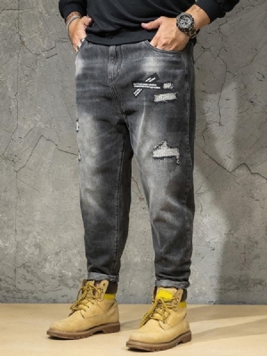 Jeans Taille Homme Zippé À Blocs De Couleur Et Poche