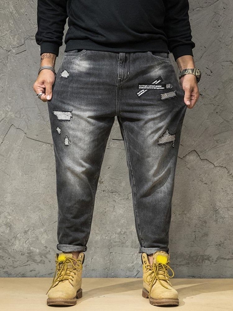 Jeans Taille Homme Zippé À Blocs De Couleur Et Poche