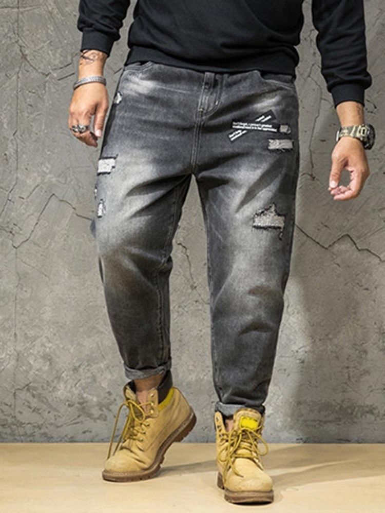 Jeans Taille Homme Zippé À Blocs De Couleur Et Poche