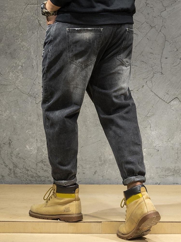 Jeans Taille Homme Zippé À Blocs De Couleur Et Poche