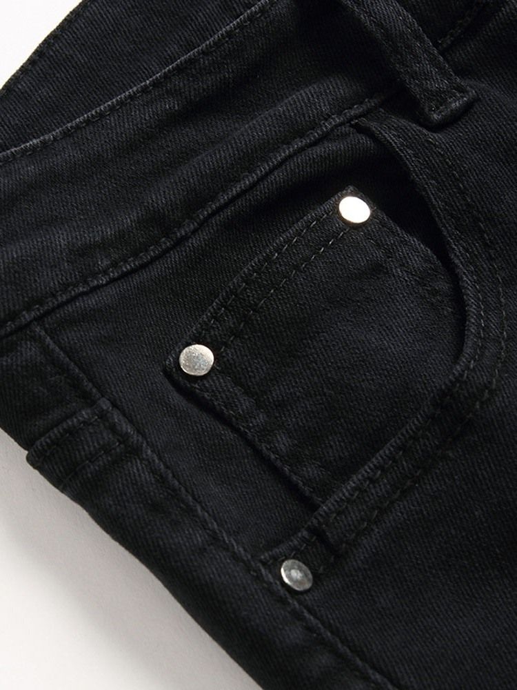 Jeans Taille Moyenne À Fermeture Éclair À Gradient Et Trou Pour Hommes