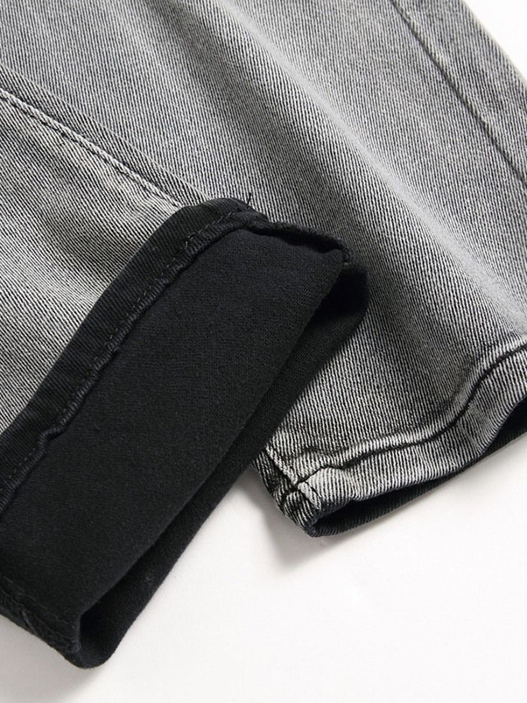 Jeans Taille Moyenne À Fermeture Éclair À Gradient Et Trou Pour Hommes