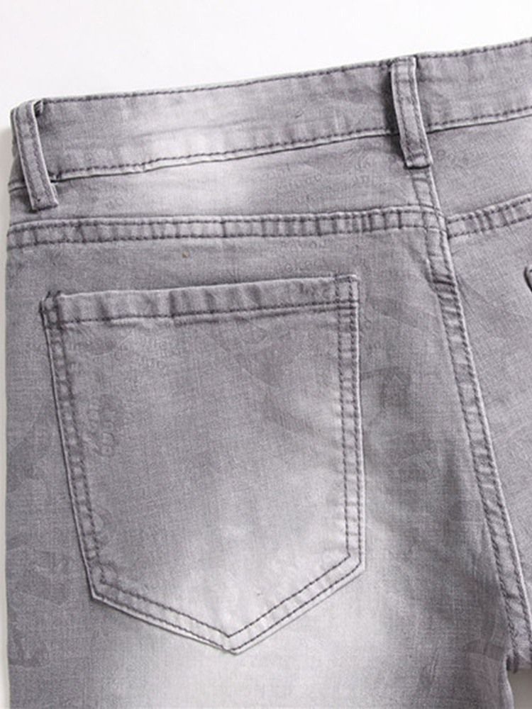 Jeans Taille Moyenne À Fermeture Éclair Pour Hommes