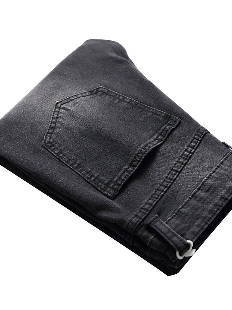 Jeans À Taille Moyenne Pour Hommes Avec Blocs De Couleurs Et Boutons