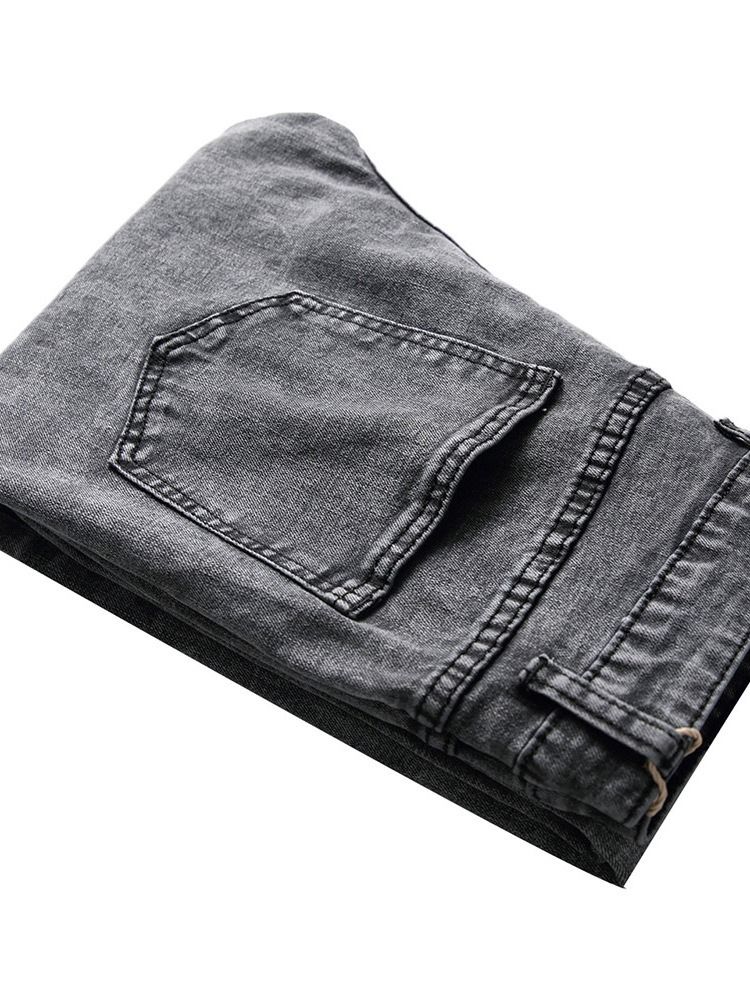 Jeans À Taille Moyenne Pour Hommes Avec Blocs De Couleurs Et Boutons