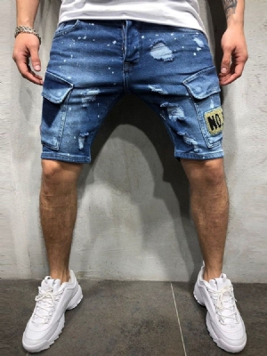 Jeans Taille Moyenne Pour Hommes Avec Poche Fine Et Lettre