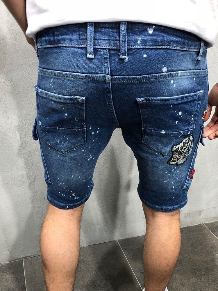 Jeans Taille Moyenne Pour Hommes Avec Poche Fine Et Lettre