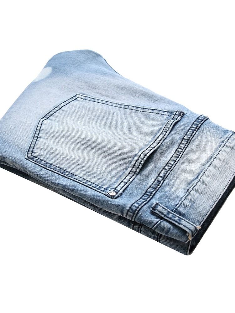 Jeans Taille Moyenne Pour Hommes Avec Poche Zippée Et Bloc De Couleur