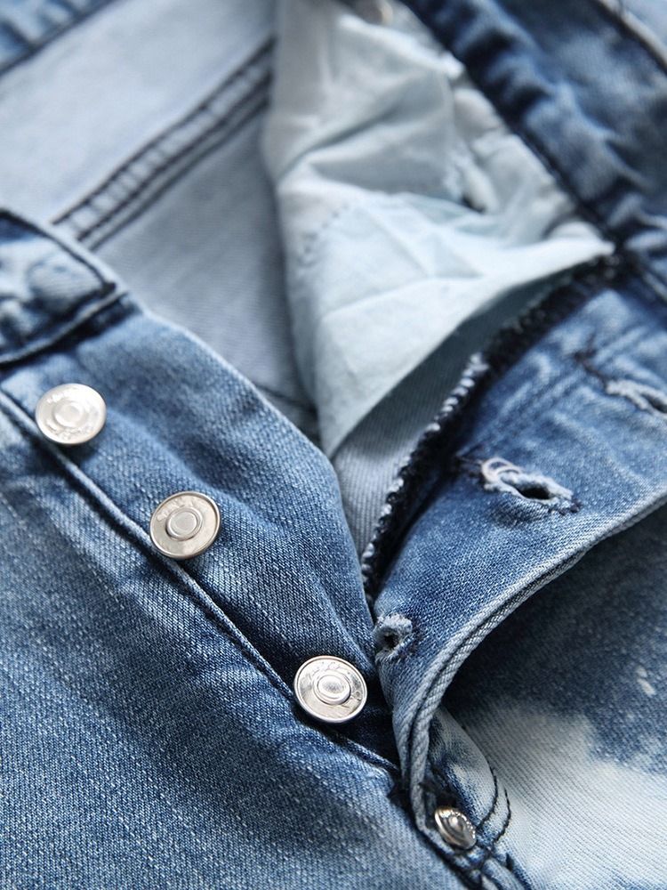 Jeans Taille Moyenne Pour Hommes Avec Poche Zippée Et Bloc De Couleur