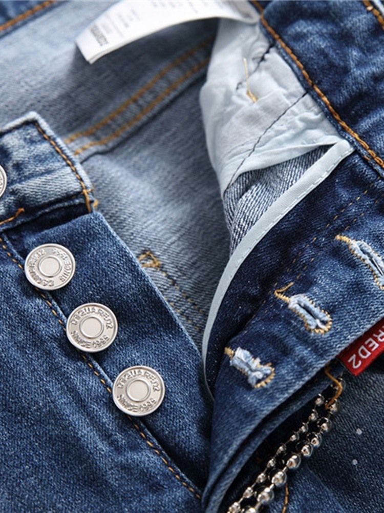 Jeans À Taille Moyenne Pour Hommes Européens À Port Droit