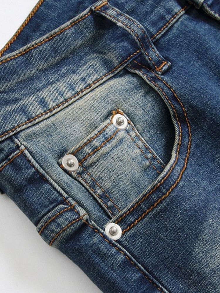 Jeans Taille Moyenne Pour Hommes À Fermeture Éclair Droite