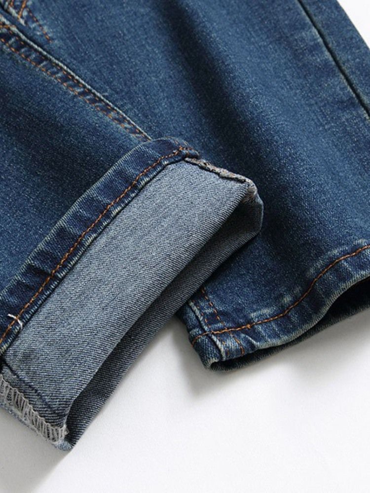 Jeans Taille Moyenne Pour Hommes À Fermeture Éclair Droite