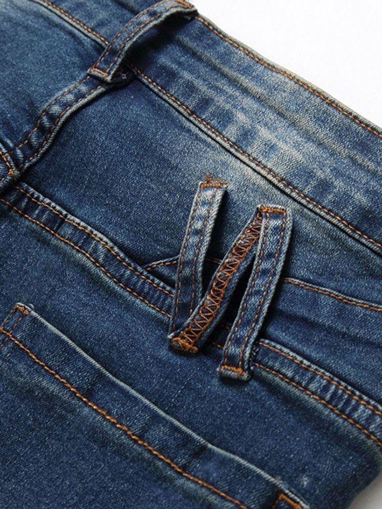 Jeans Taille Moyenne Pour Hommes À Fermeture Éclair Droite