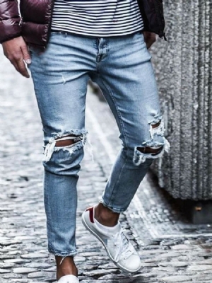 Jeans Taille Moyenne Pour Hommes À Fermeture Éclair Fine