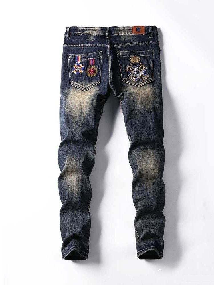 Jeans Vintage Taille Moyenne Pour Hommes