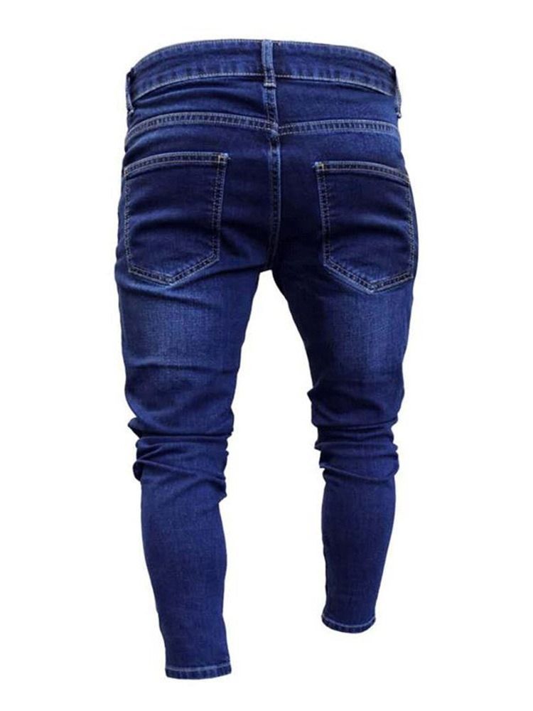 Pantalon Crayon À Blocs De Couleur Trou Zipper Fashion Jeans Pour Hommes