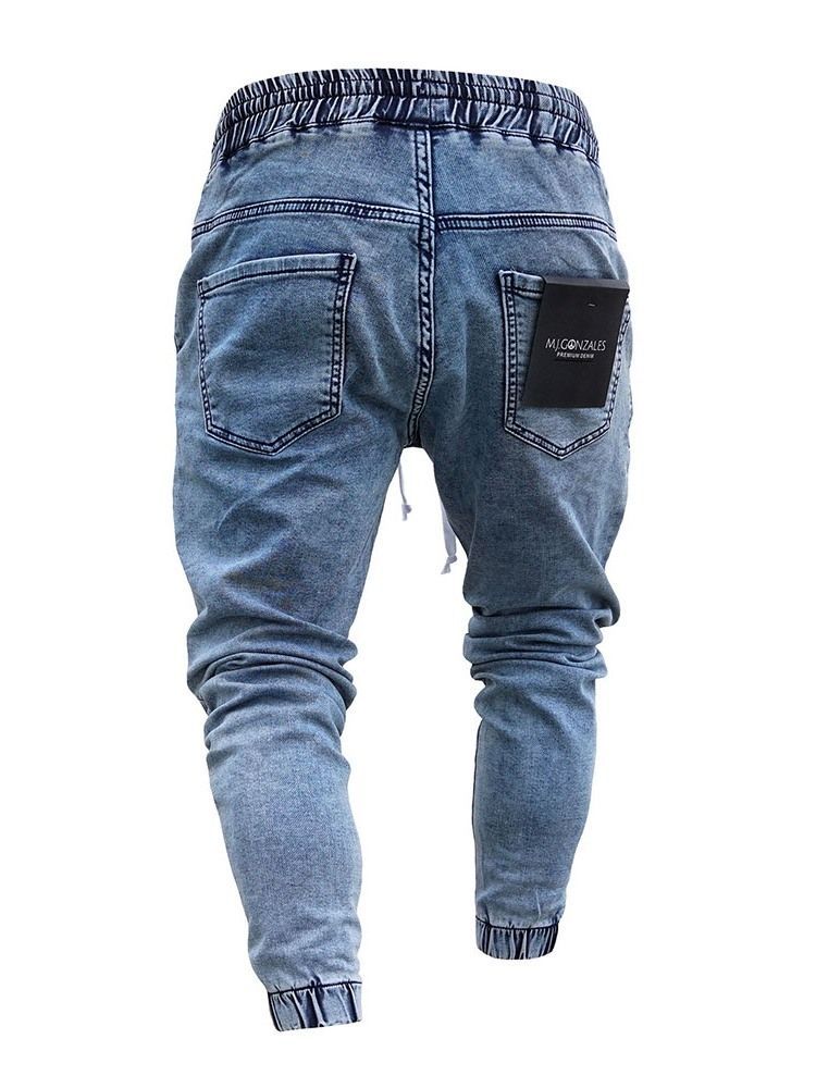 Pantalon Crayon Brodé Jeans Décontractés Taille Moyenne Pour Hommes