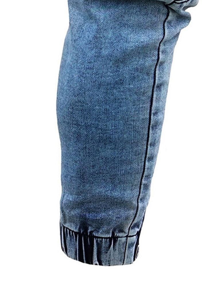 Pantalon Crayon Brodé Jeans Décontractés Taille Moyenne Pour Hommes