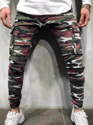 Pantalon Crayon Camouflage Poche Zipper Jeans Décontractés Pour Hommes