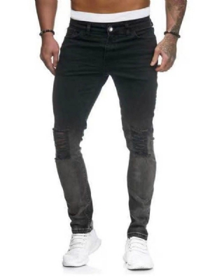 Pantalon Crayon Dégradé À Poche Zipper Jeans Décontractés Pour Hommes