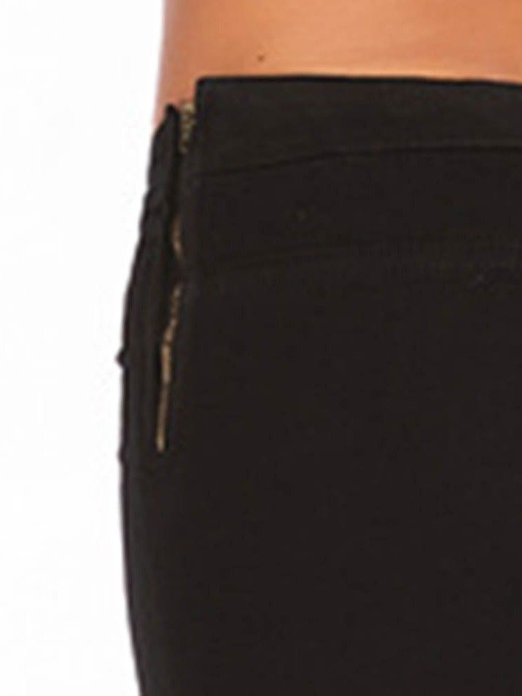 Pantalon Crayon Pour Femme Jean Skinny Taille Basse À Fermeture Éclair Unie