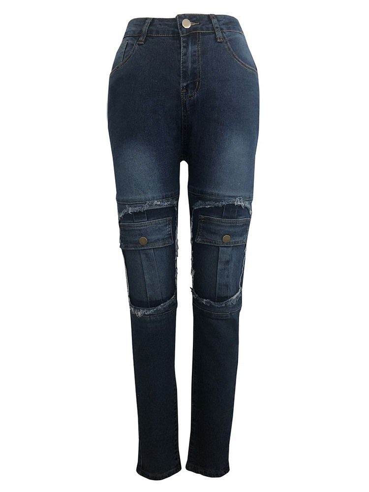 Pantalon Crayon À Fermeture Éclair Avec Poche Pour Femme Jeans Skinny