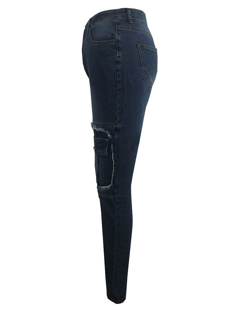 Pantalon Crayon À Fermeture Éclair Avec Poche Pour Femme Jeans Skinny