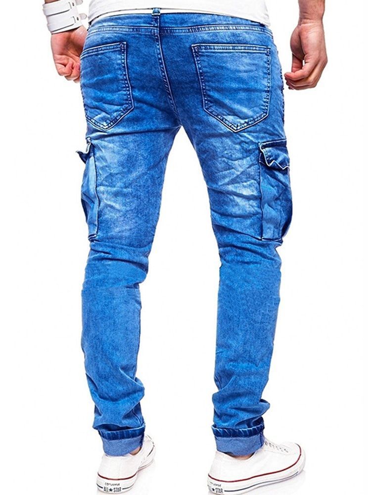 Pantalon Crayon À Fermeture Éclair Unie Pour Hommes Jeans Décontractés À Fermeture Éclair