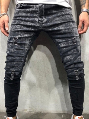 Pantalon Crayon À Glissière Jeans Décontractés Pour Hommes