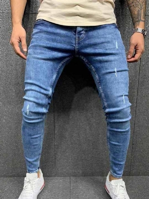 Pantalon Crayon Pour Hommes Porté Un Jean À Fermeture Éclair À Taille Moyenne