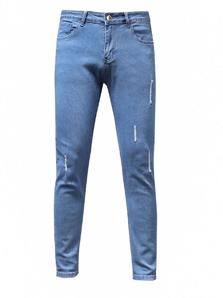 Pantalon Crayon Pour Hommes Porté Un Jean À Fermeture Éclair À Taille Moyenne