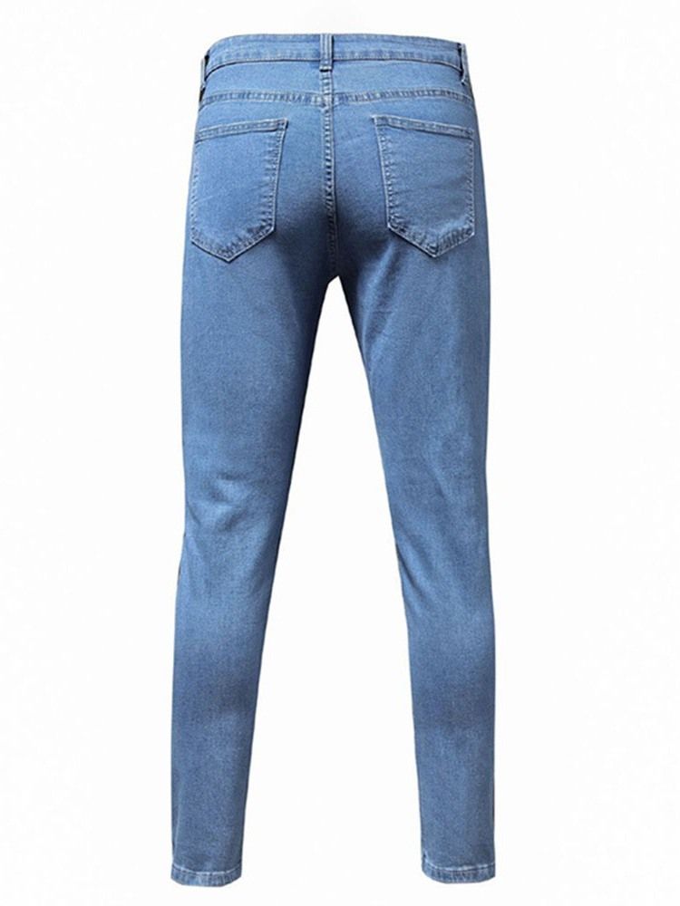 Pantalon Crayon Pour Hommes Porté Un Jean À Fermeture Éclair À Taille Moyenne