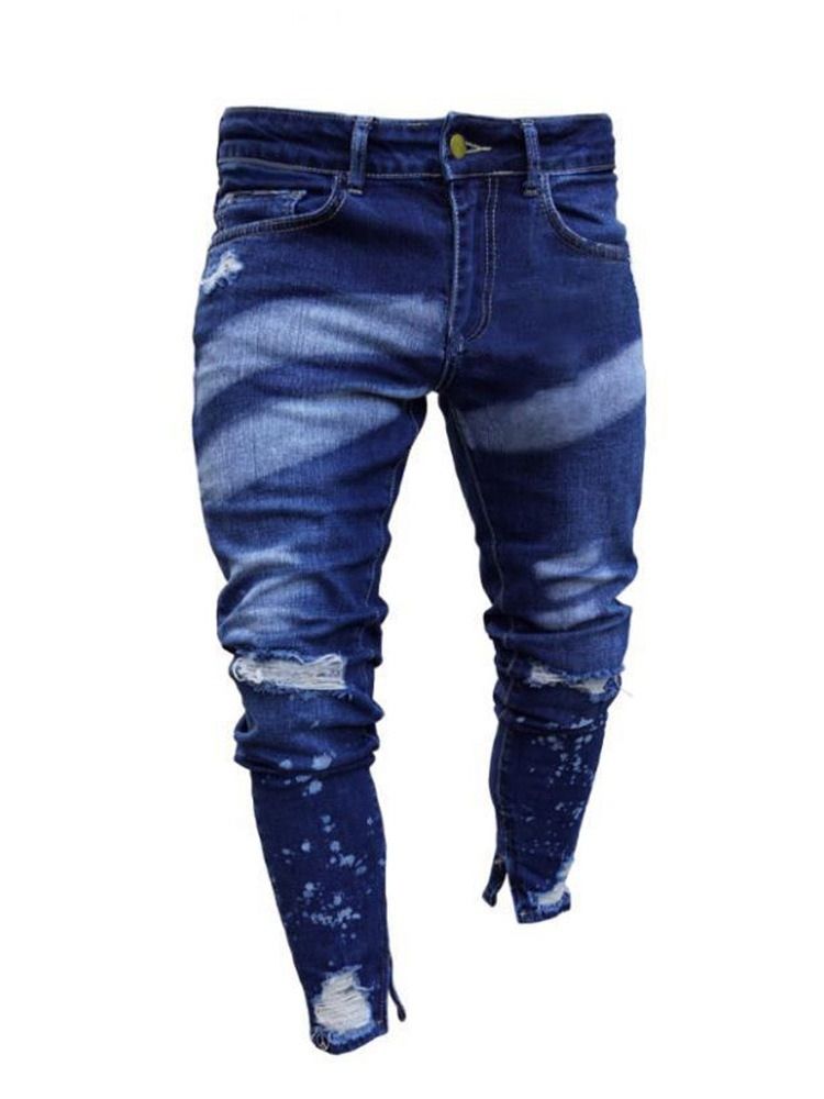 Pantalon Crayon Pour Hommes Zipper Jeans Européens