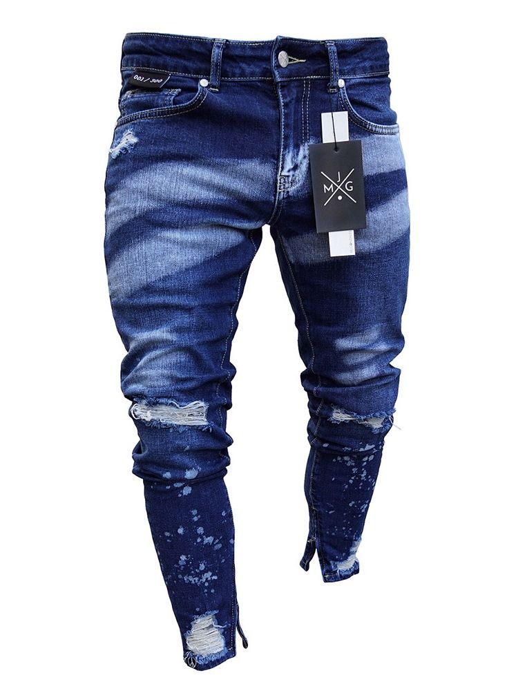 Pantalon Crayon Pour Hommes Zipper Jeans Européens