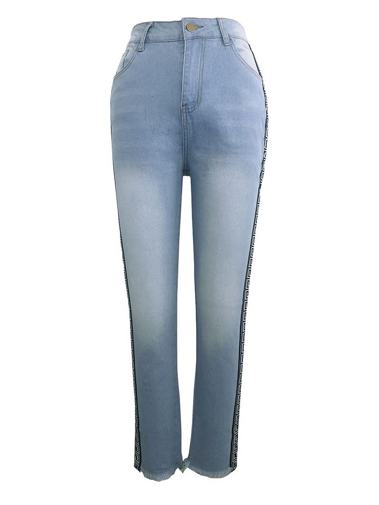 Pantalon Crayon Imprimé Géométrique Skinny Jeans Taille Haute Pour Femmes