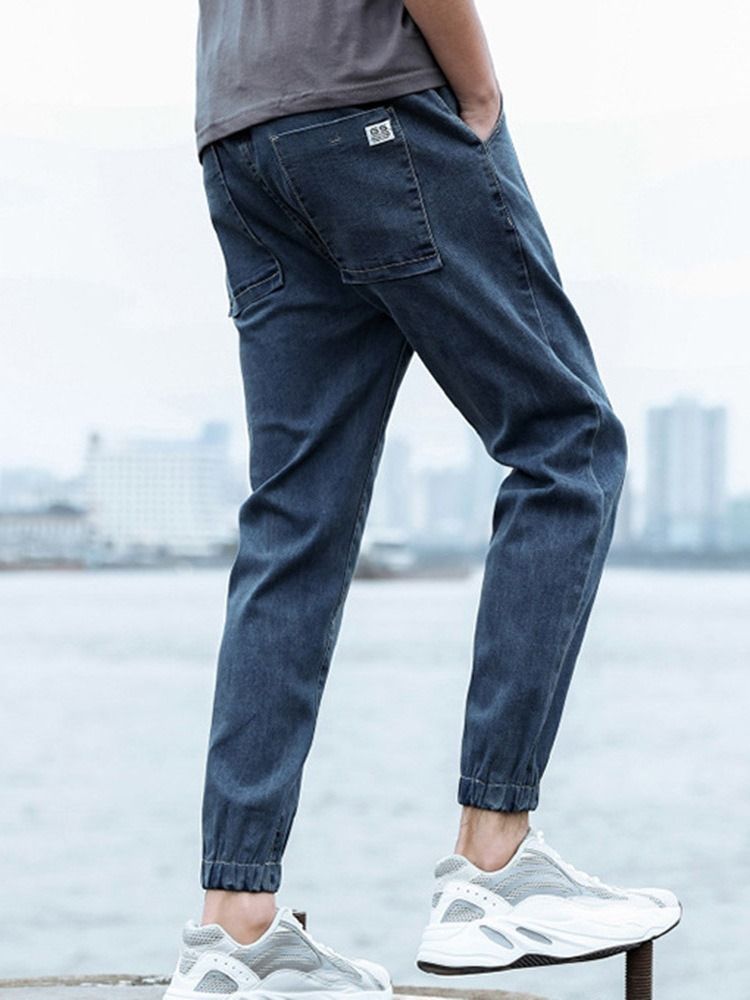 Pantalon Crayon Jeans Pour Hommes À Fermeture Éclair À Taille Moyenne