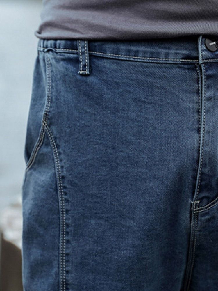 Pantalon Crayon Jeans Pour Hommes À Fermeture Éclair À Taille Moyenne