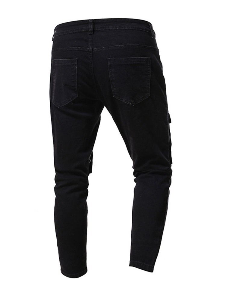 Pantalon Crayon Patchwork À Blocs De Couleurs Jeans Décontractés Taille Moyenne Pour Hommes