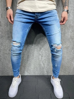 Pantalon Crayon Poche Casual Zipper Jeans Pour Hommes