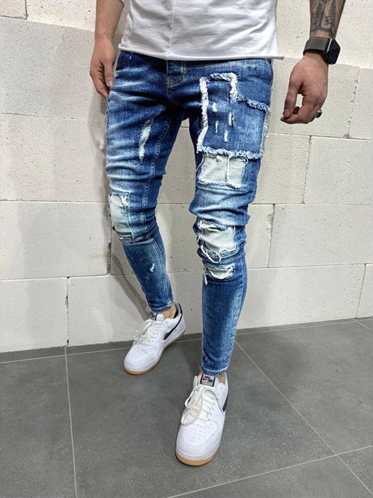 Pantalon Crayon À Poche Jean Coréen Taille Moyenne Pour Hommes