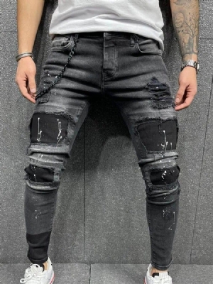 Pantalon Crayon À Poche Taille Moyenne Jean Décontracté Pour Hommes