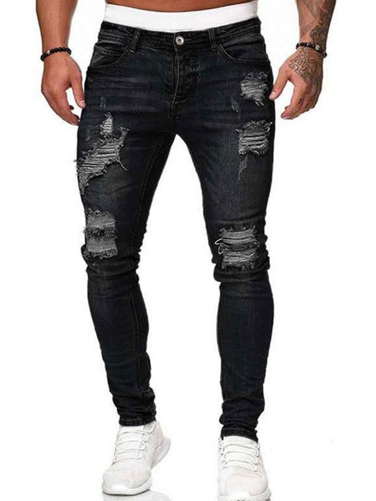 Pantalon Crayon Porté Jean Européen À Fermeture Éclair Pour Hommes