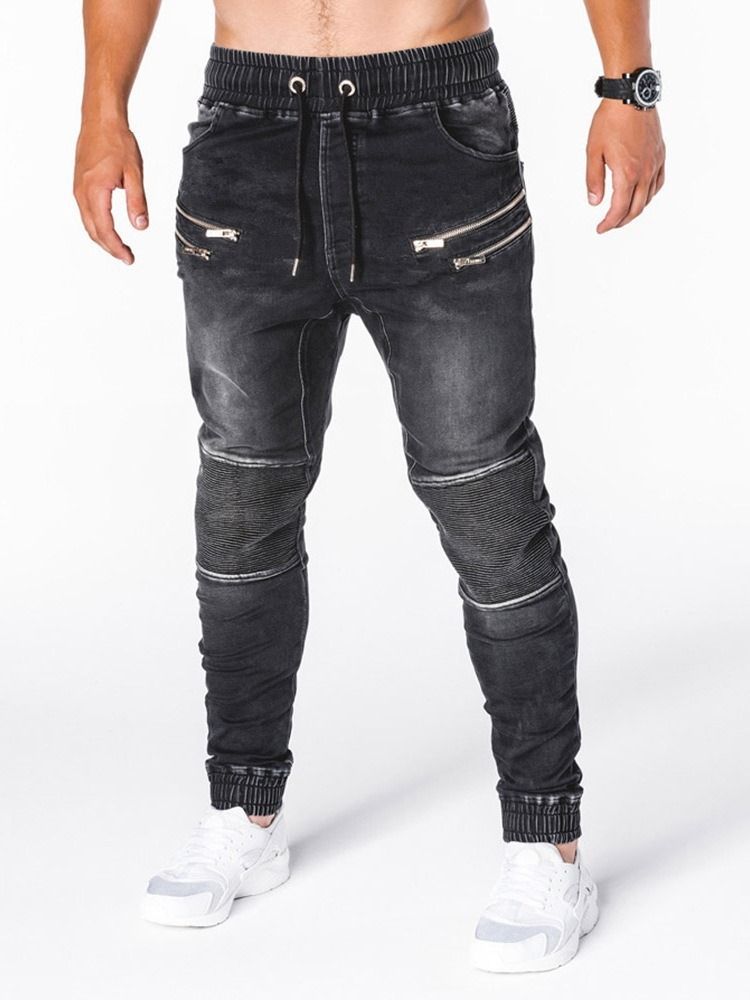 Pantalon Crayon Porté Taille Moyenne Hip Hop Jeans Pour Hommes