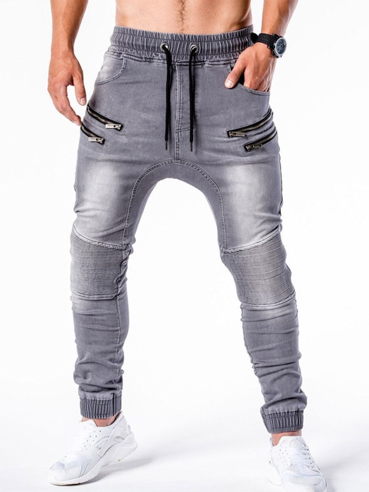 Pantalon Crayon Porté Taille Moyenne Hip Hop Jeans Pour Hommes