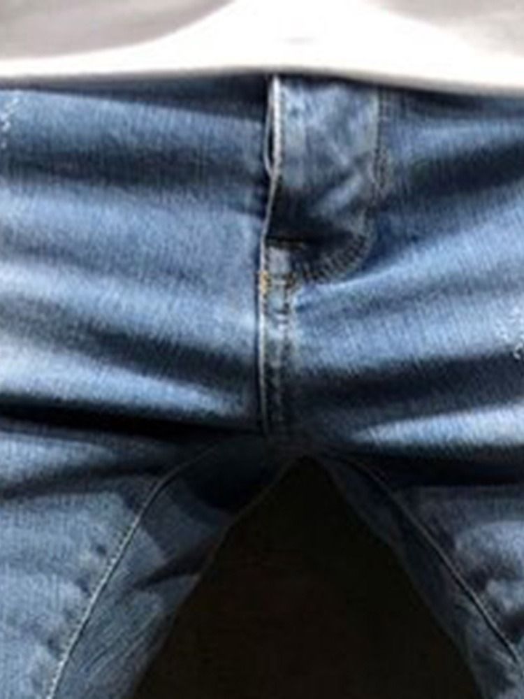 Pantalon Crayon À Rayures Trou Taille Moyenne Jean Européen Pour Hommes