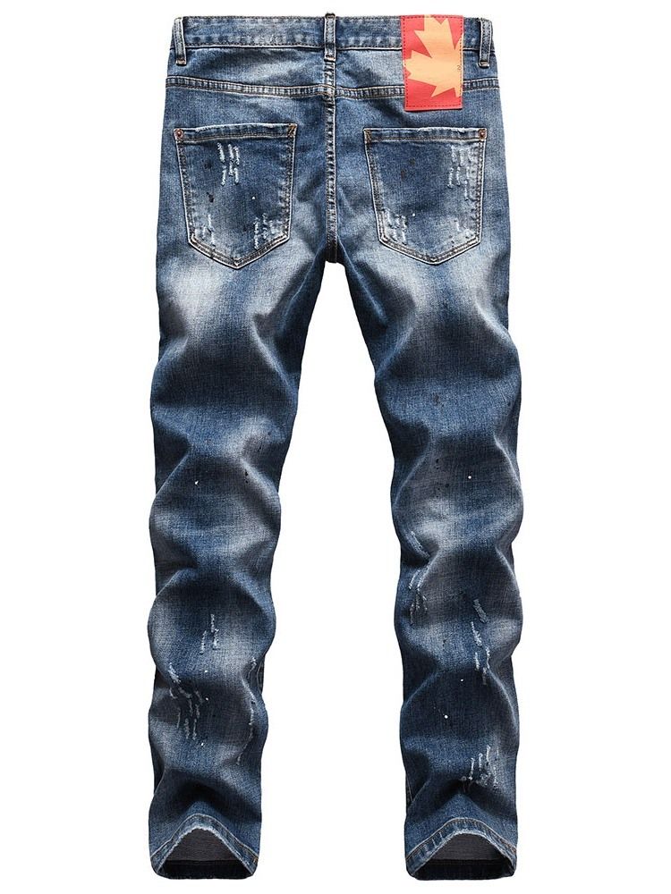 Pantalon Crayon Trou Mi Taille Jeans Décontractés Pour Hommes