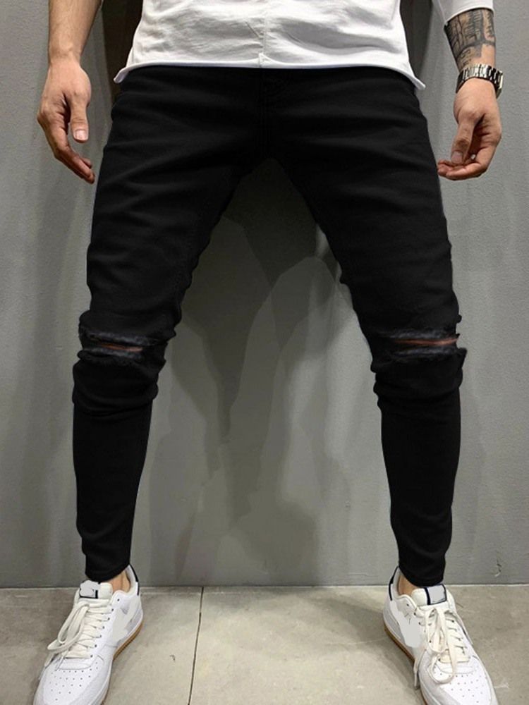 Pantalon Crayon Troué Jeans Décontractés Pour Hommes