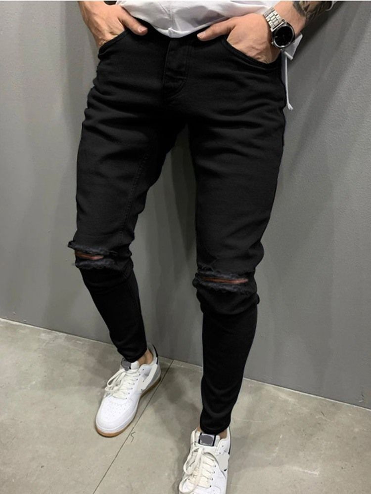 Pantalon Crayon Troué Jeans Décontractés Pour Hommes