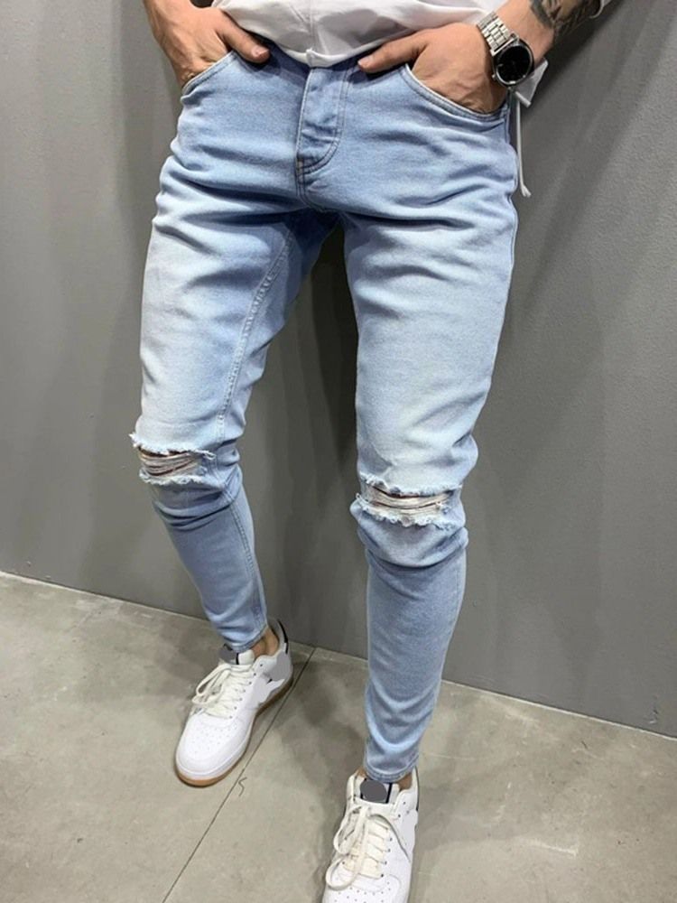 Pantalon Crayon Troué Jeans Décontractés Pour Hommes