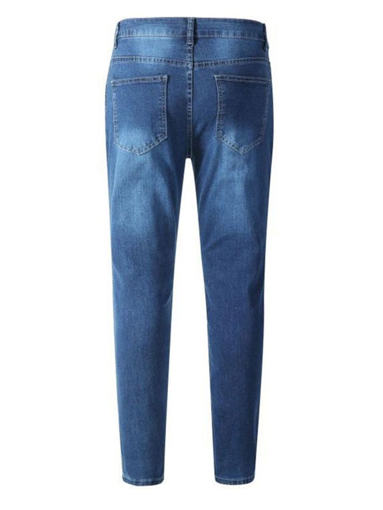 Pantalon Crayon Uni Pour Hommes Jeans À Fermeture Éclair Vintage